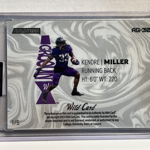 2023 Wild Card Alumination Kendre Miller SP Auto Rookie #1/5  New Orleans Saints - Picture 2 of 2